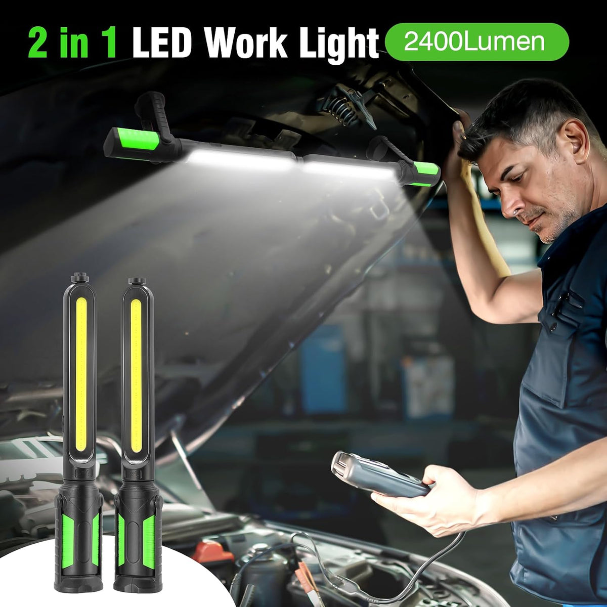 2400LM Rechargeable Magnetic Underhood Work Light