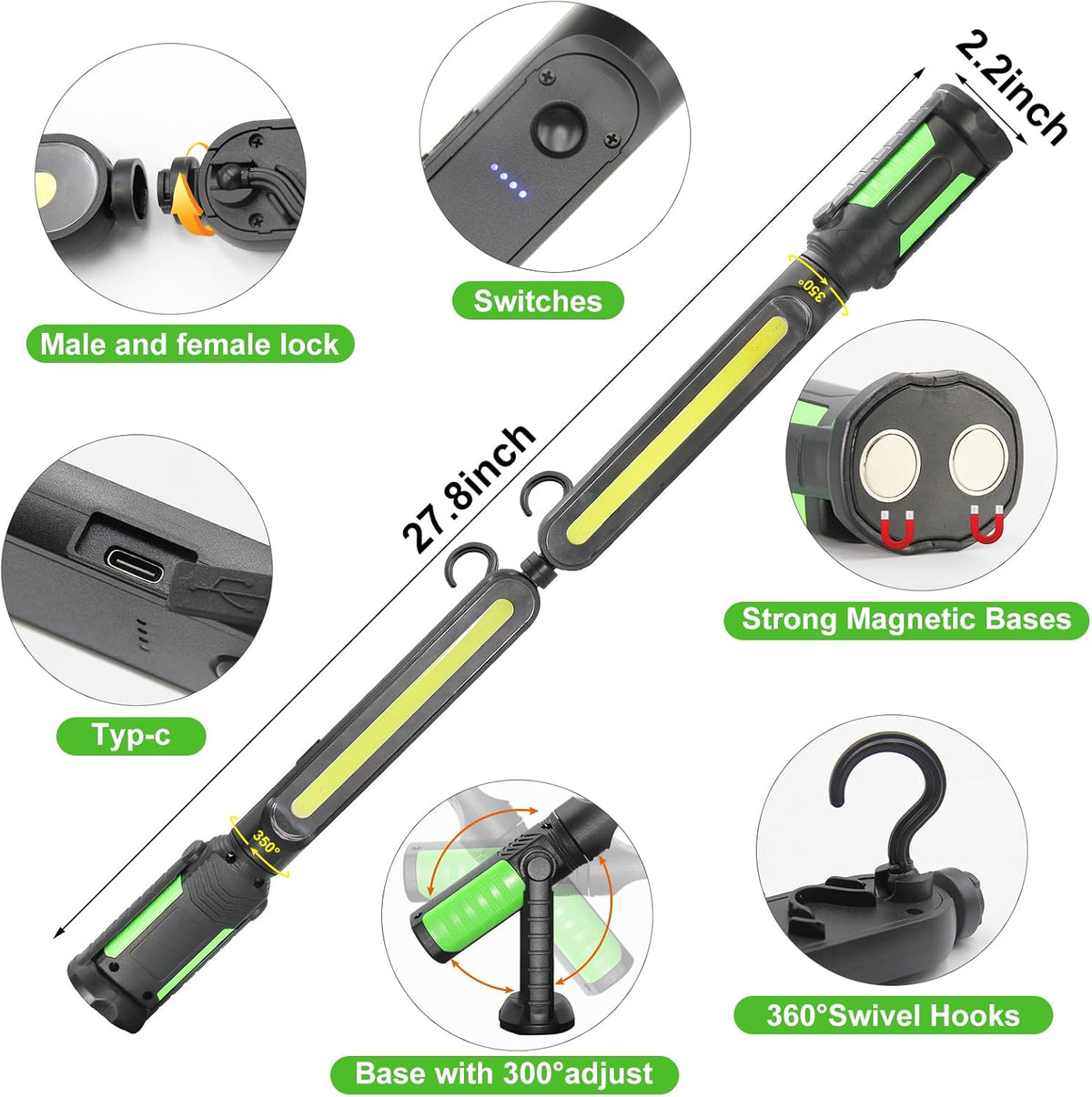 2400LM Rechargeable Magnetic Underhood Work Light
