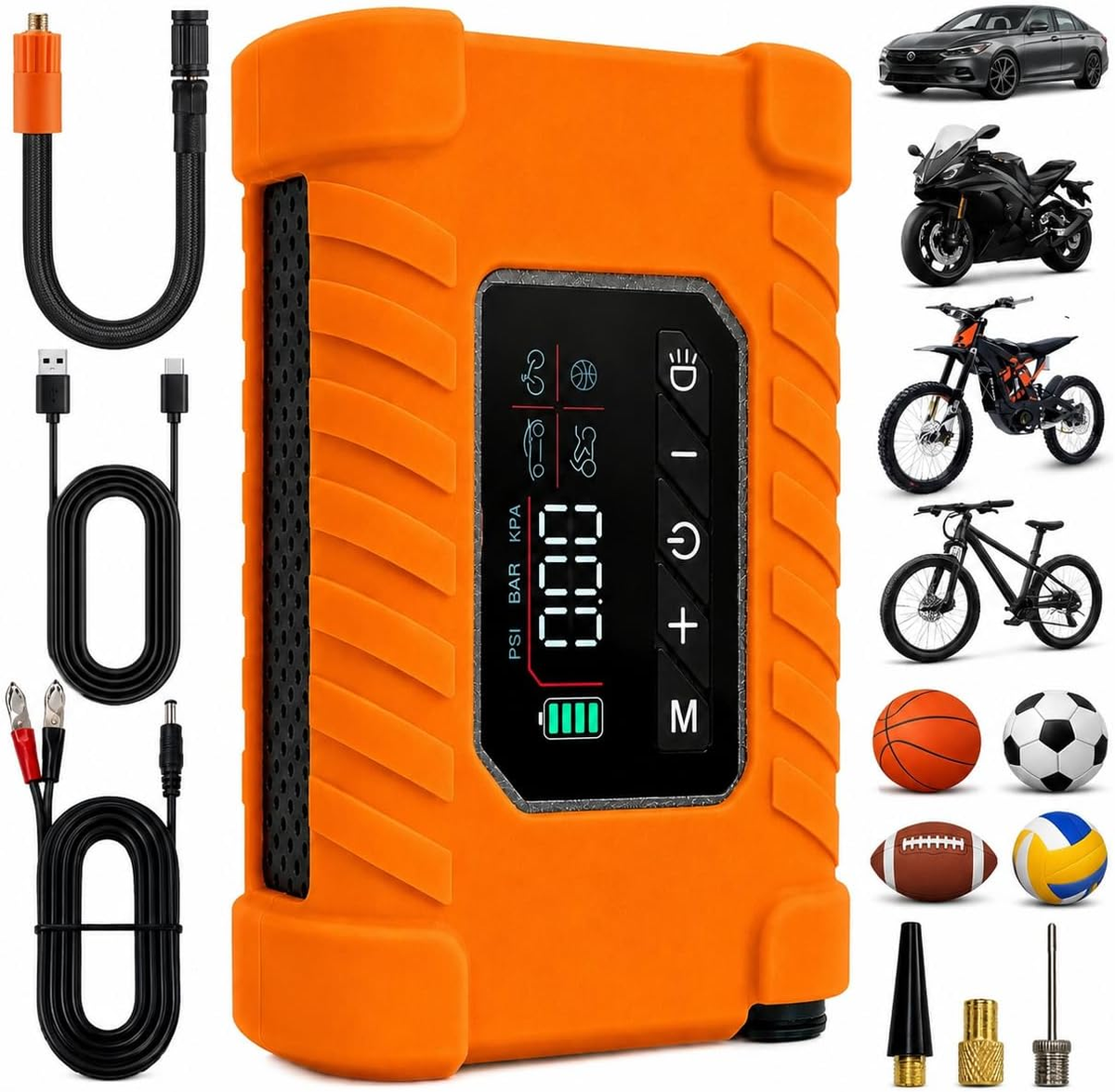 140 PSI cordless tire inflator with digital gauge