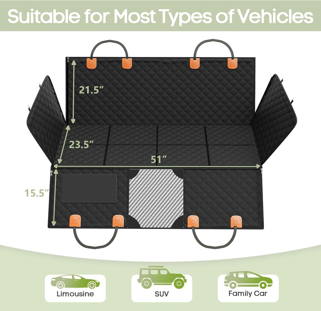 Hard-Bottom Dog Car Seat Extender & Waterproof Hammock