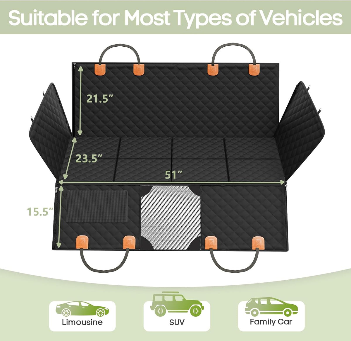 Hard-Bottom Dog Car Seat Extender & Waterproof Hammock
