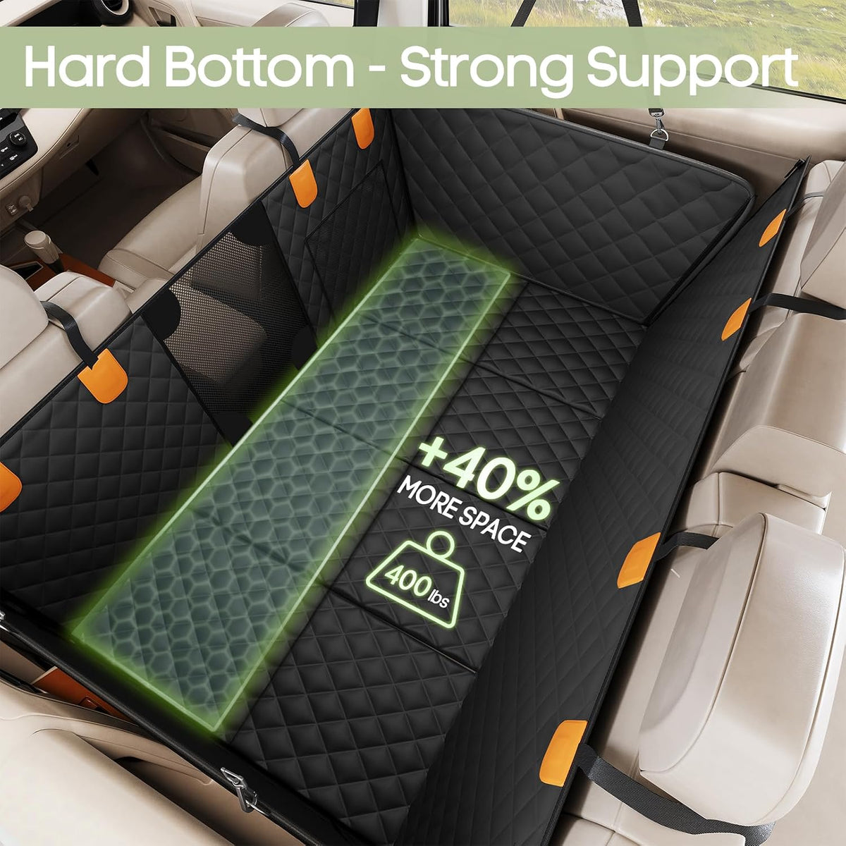 Hard-Bottom Dog Car Seat Extender & Waterproof Hammock