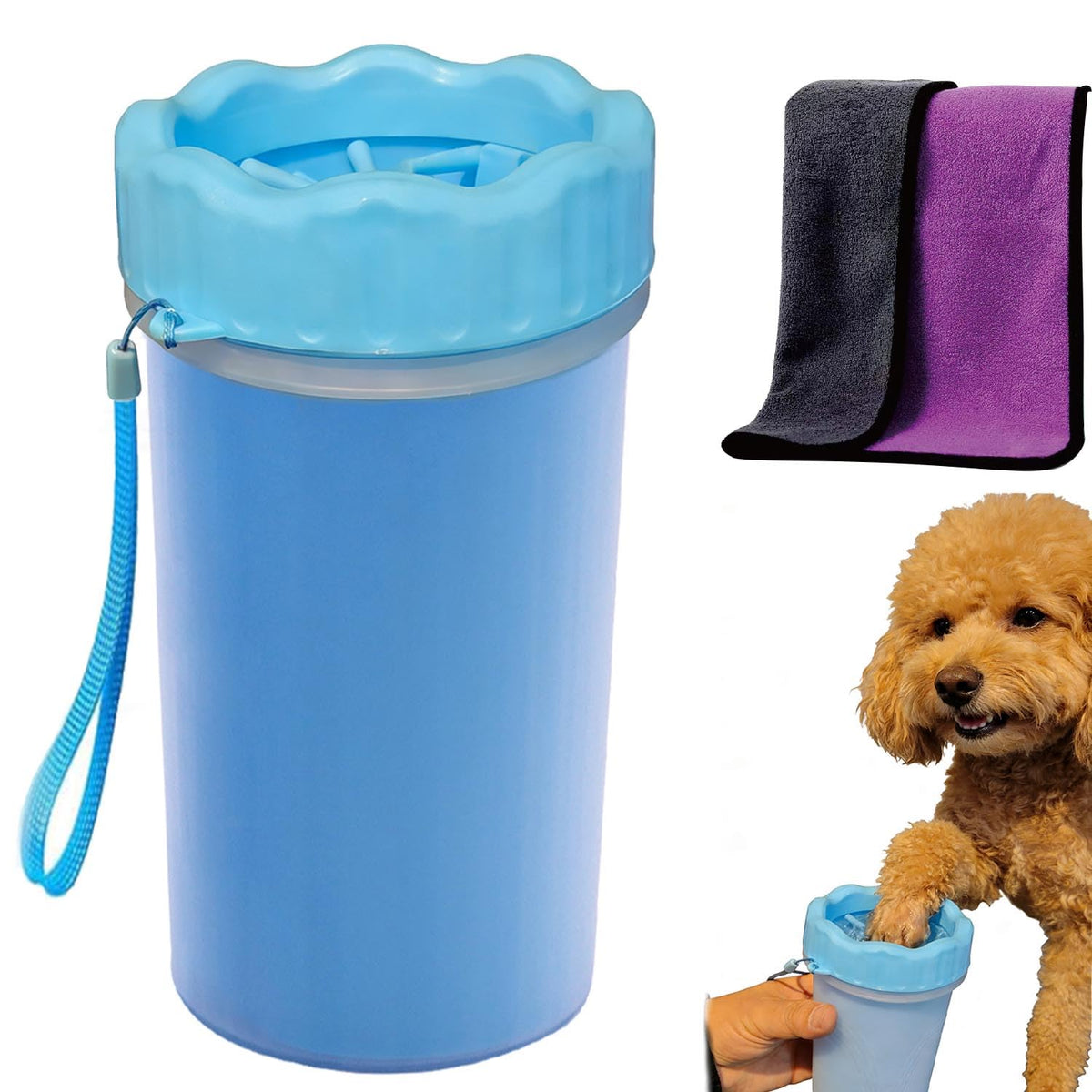 Portable Dog Paw Cleaner & Washer Kit with Towel