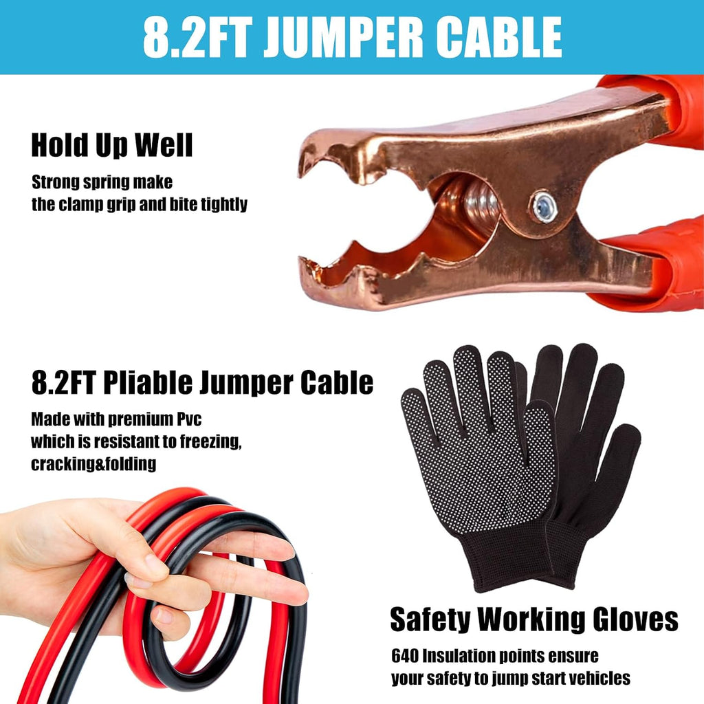 56-Piece Roadside Emergency Car Safety Kit with Jumper Cables