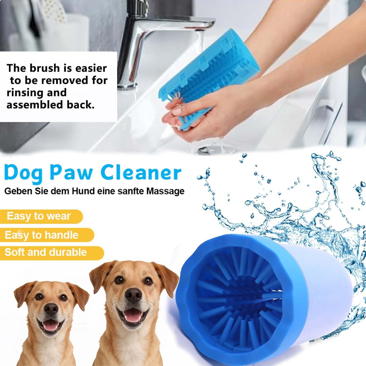 Portable Dog Paw Cleaner & Washer Kit with Towel