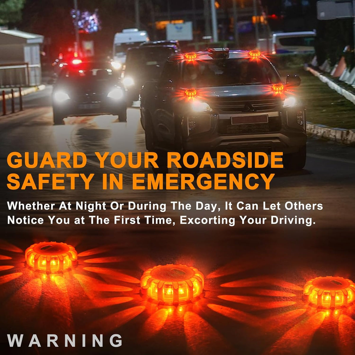 Rechargeable LED Road Flares – 4 Pack Magnetic Emergency Beacons