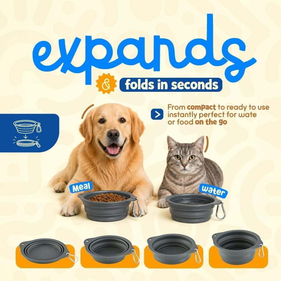 2-Pack 28oz Collapsible Dog Travel Bowls with Carabiners