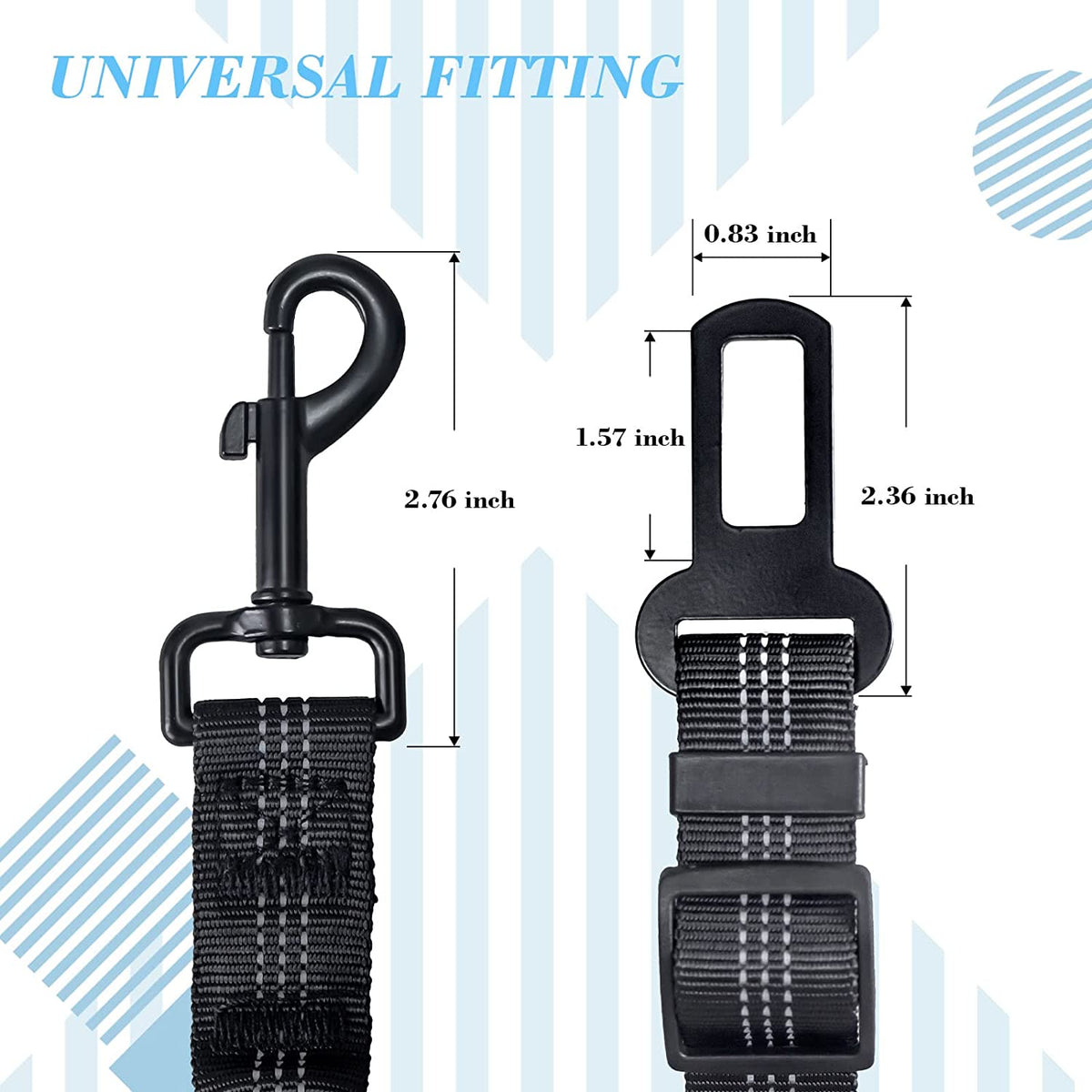 Adjustable Dog Car Seat Belt with Bungee Buffer – 2 Pack