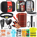56-Piece Roadside Emergency Car Safety Kit with Jumper Cables