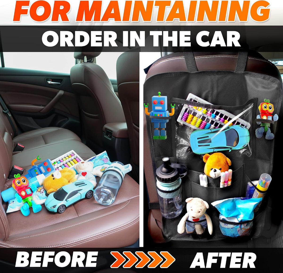 2-Pack Backseat Car Organizers – 9-Pocket Road Trip Storage