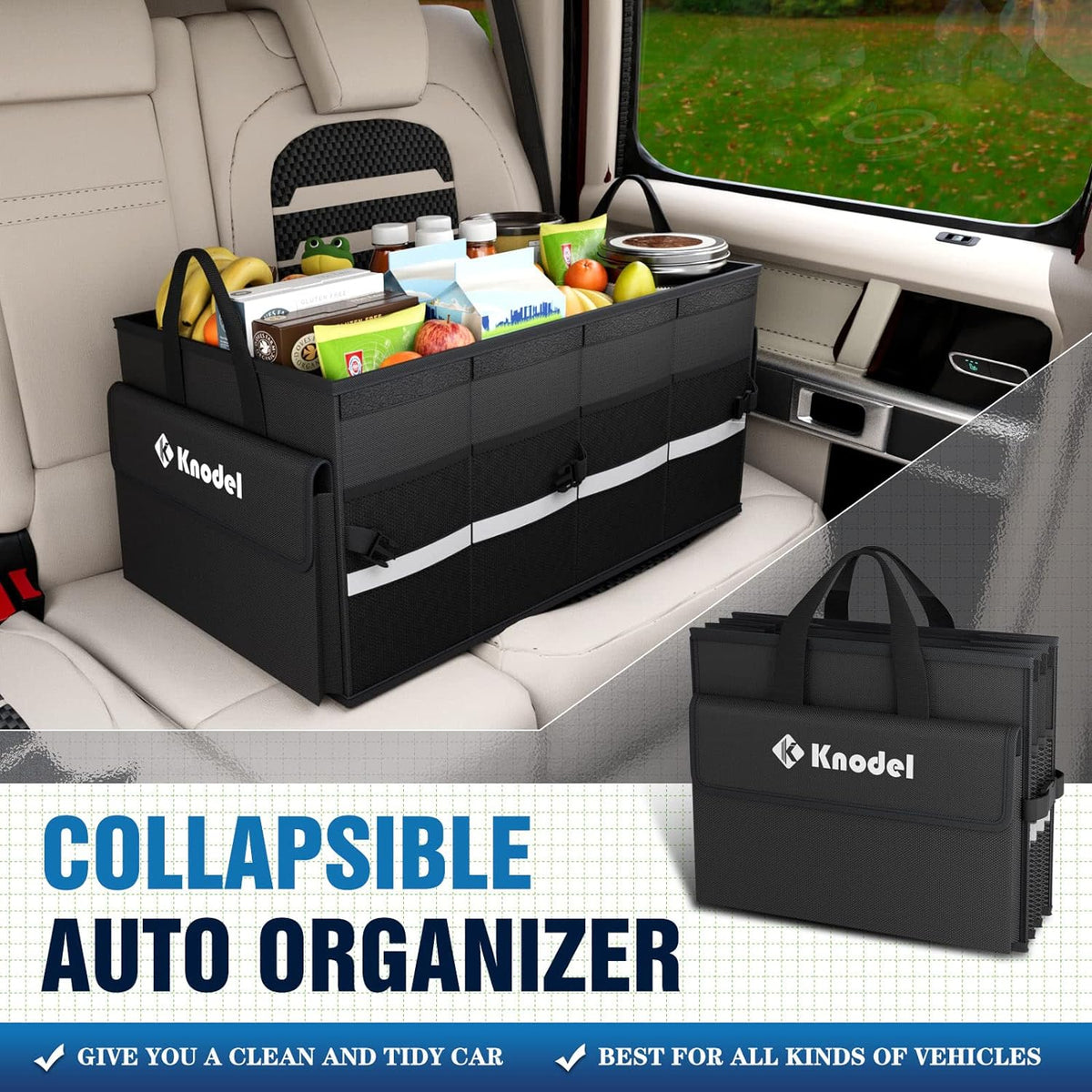 57L Collapsible Car Trunk Organizer with Lid