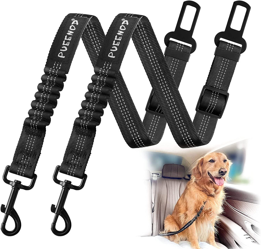 Adjustable Dog Car Seat Belt with Bungee Buffer – 2 Pack