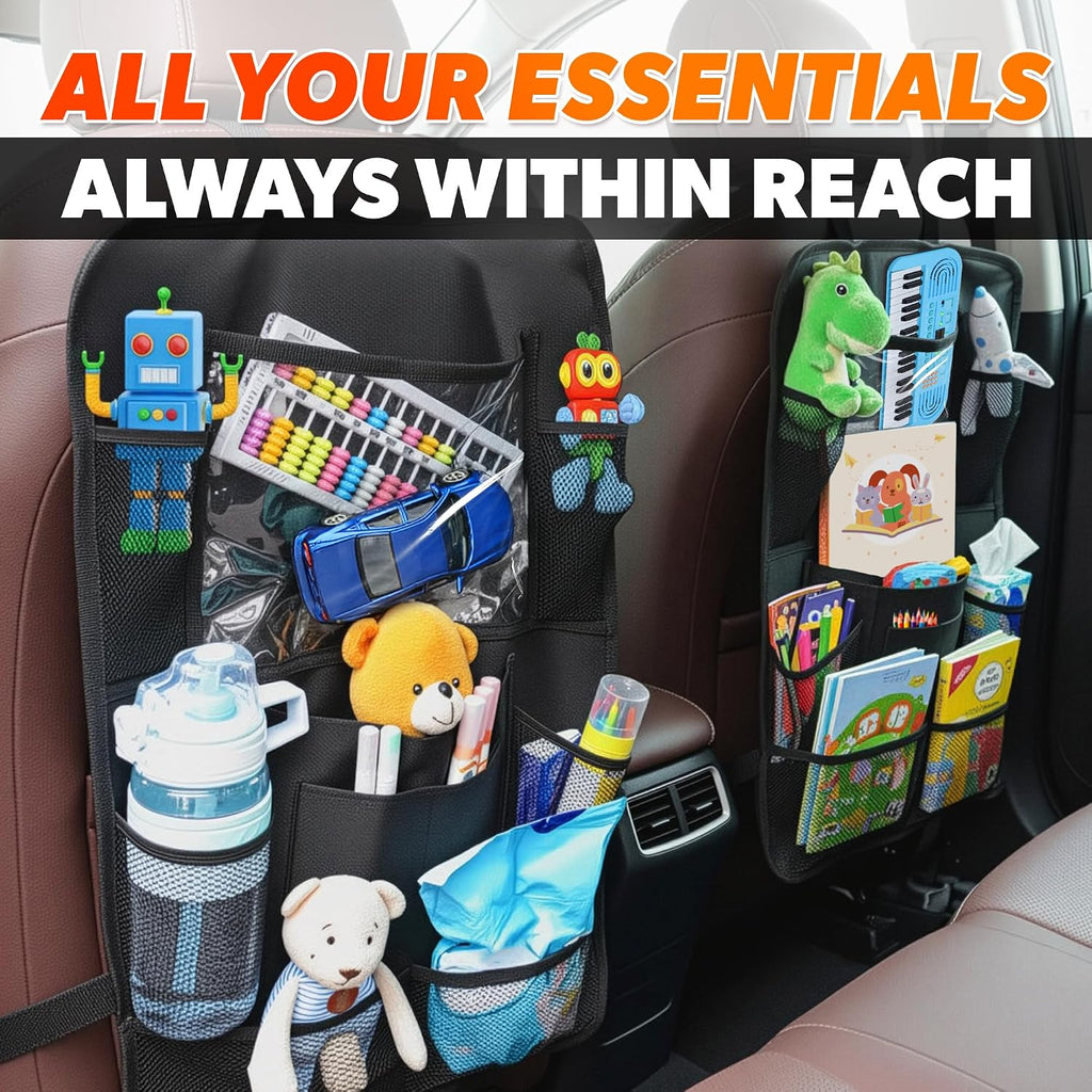 2-Pack Backseat Car Organizers – 9-Pocket Road Trip Storage