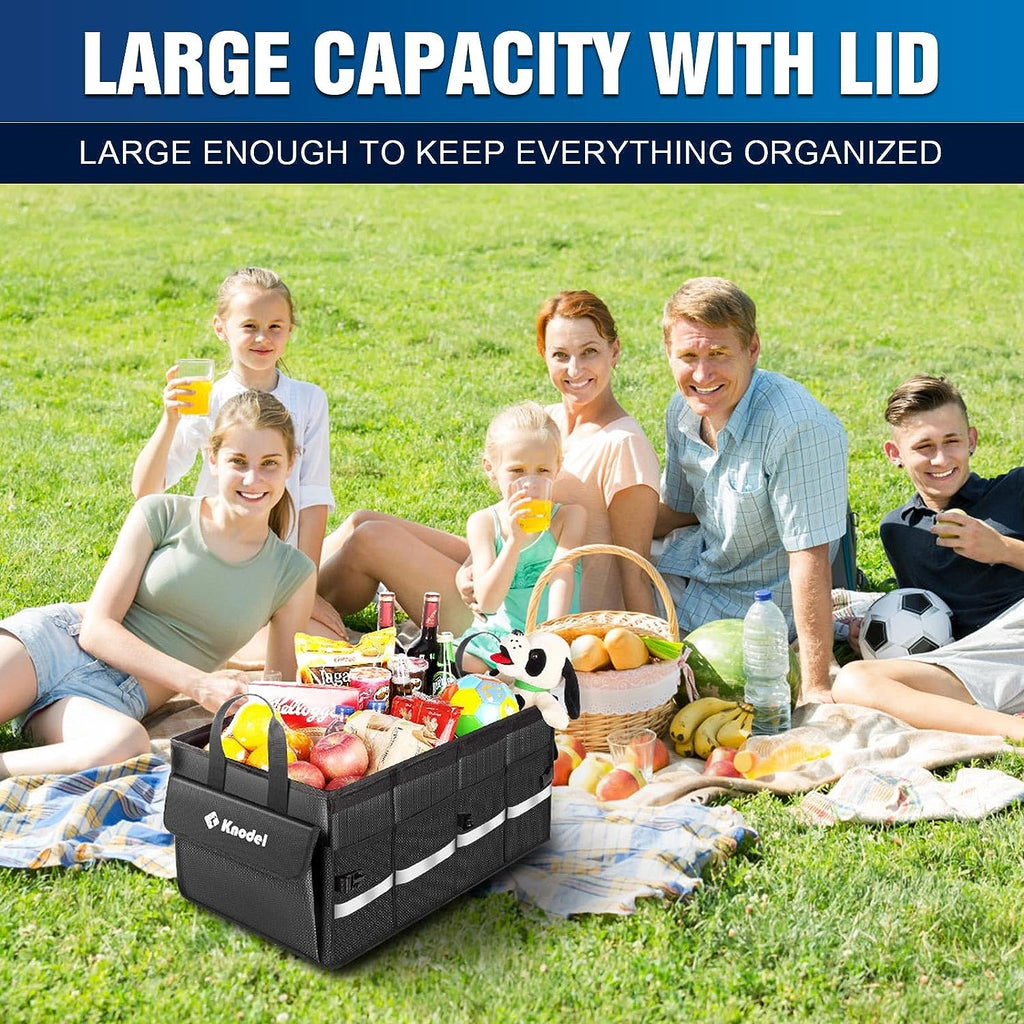 57L Collapsible Car Trunk Organizer with Lid
