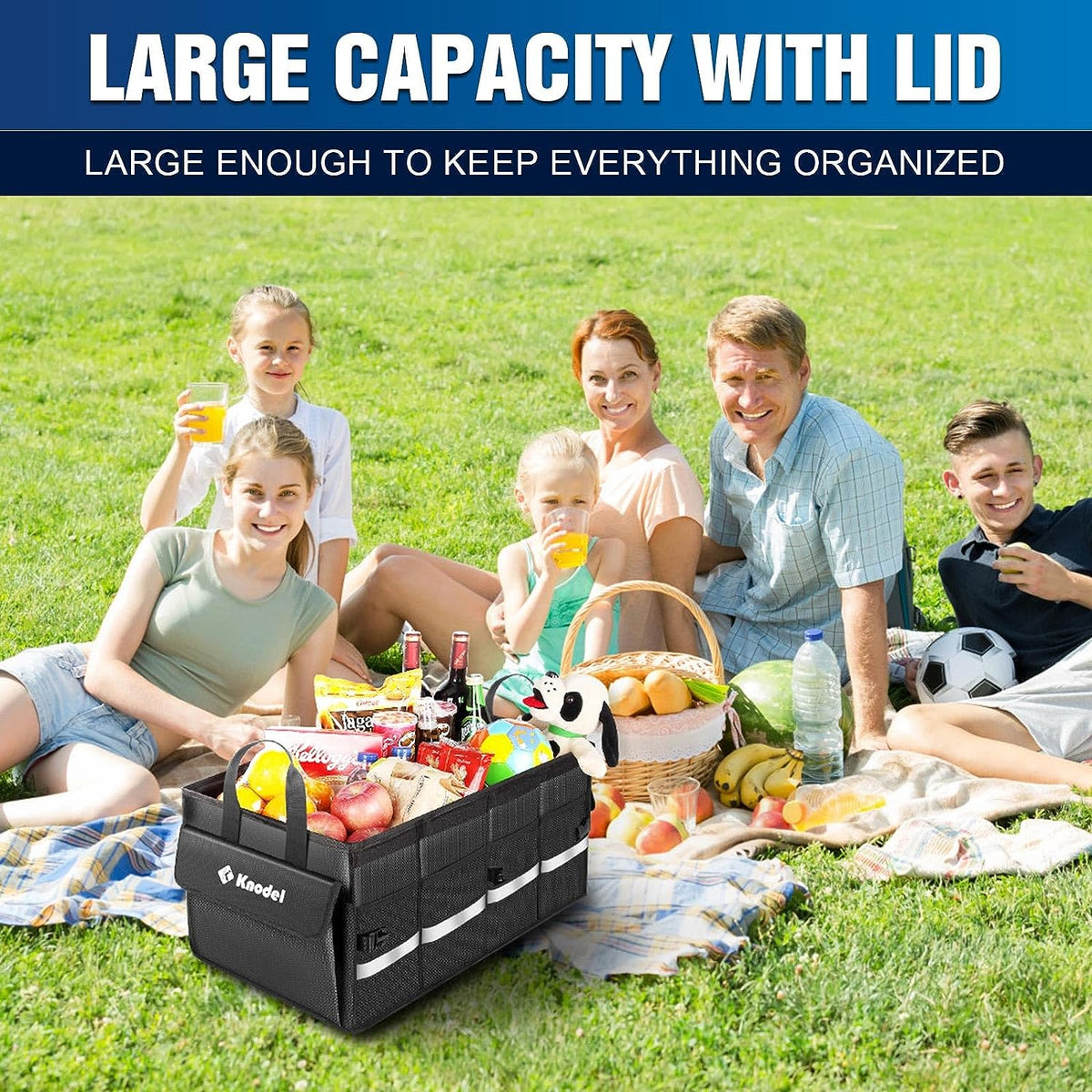 57L Collapsible Car Trunk Organizer with Lid